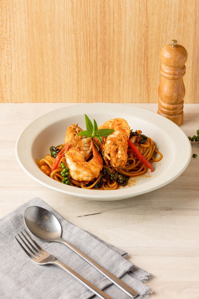 Linguine with River Prawns in Shrimp Paste Oil at UPPER·T